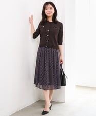 F1SGD53140 MK MICHEL KLEIN(小さいサイズ)(メゾン ドゥ サンク) 【小さいサイズ】[UVカット/接触冷感/洗える]コンパクトニットカーディガン ブラウン