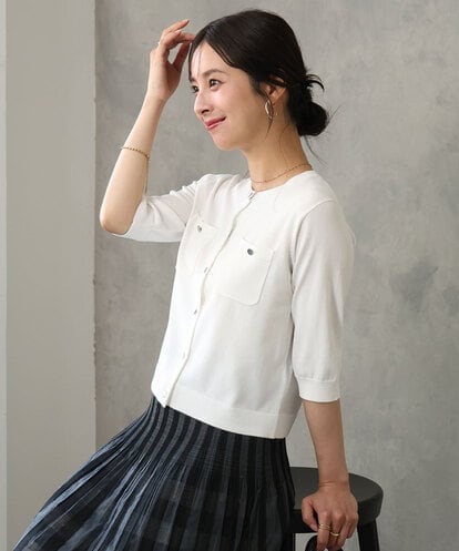 F1SGD53140 MK MICHEL KLEIN(小さいサイズ) 【小さいサイズ】[UVカット/接触冷感/洗える]コンパクトニットカーディガン