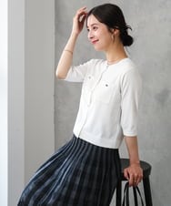 F1SGD53140 MK MICHEL KLEIN(小さいサイズ)(メゾン ドゥ サンク) 【小さいサイズ】[UVカット/接触冷感/洗える]コンパクトニットカーディガン ホワイト