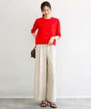 F1SGD53140 MK MICHEL KLEIN(小さいサイズ)(メゾン ドゥ サンク) 【小さいサイズ】[UVカット/接触冷感/洗える]コンパクトニットカーディガン ブラウン