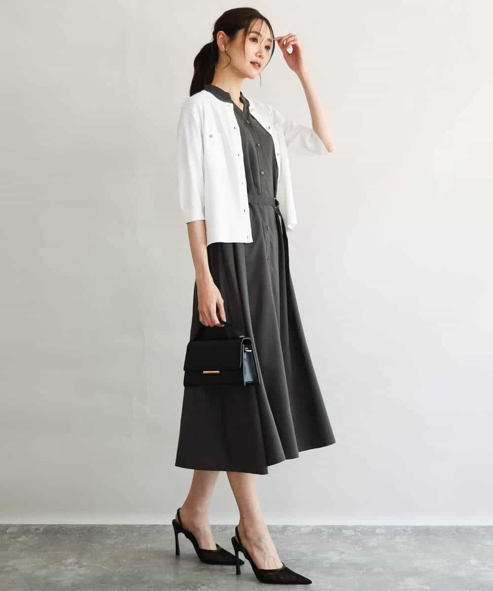 F1SGD53140 MK MICHEL KLEIN(小さいサイズ)(メゾン ドゥ サンク) 【小さいサイズ】[UVカット/接触冷感/洗える]コンパクトニットカーディガン ブラウン