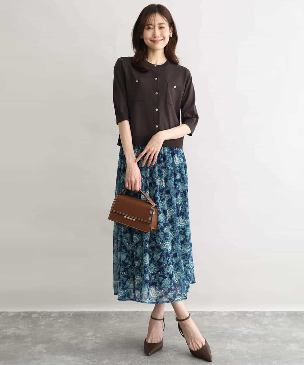 F1SGD53140 MK MICHEL KLEIN(小さいサイズ)(メゾン ドゥ サンク) 【小さいサイズ】[UVカット/接触冷感/洗える]コンパクトニットカーディガン ブラウン