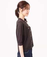 F1SGD53140 MK MICHEL KLEIN(小さいサイズ)(メゾン ドゥ サンク) 【小さいサイズ】[UVカット/接触冷感/洗える]コンパクトニットカーディガン ブラウン