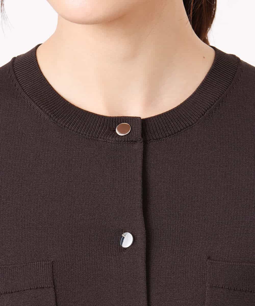 F1SGD53140 MK MICHEL KLEIN(小さいサイズ)(メゾン ドゥ サンク) 【小さいサイズ】[UVカット/接触冷感/洗える]コンパクトニットカーディガン ブラウン