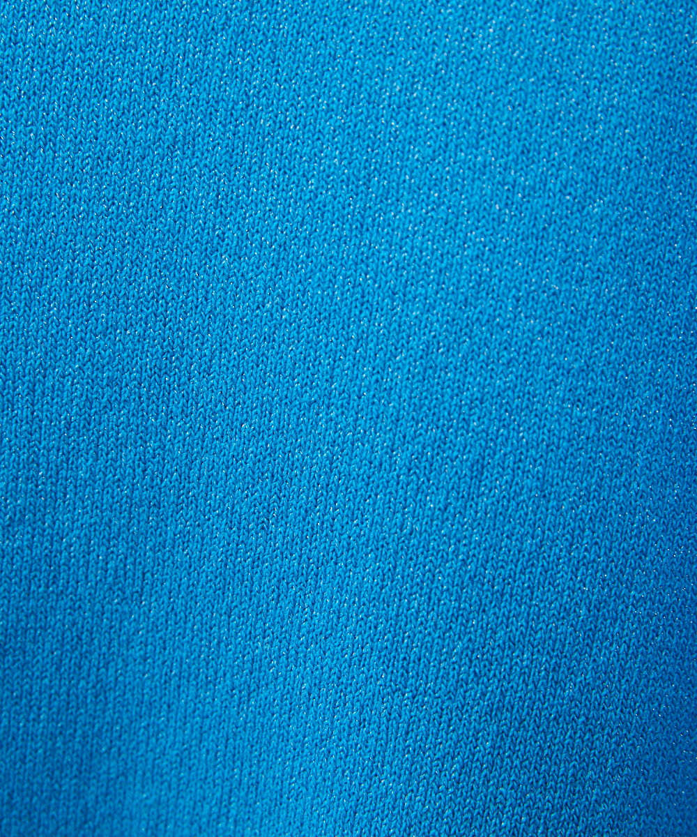 F1SGV41130 MK MICHEL KLEIN(小さいサイズ)(メゾン ドゥ サンク) 【小さいサイズ】キーネックデザインハイゲージラメニット/洗える ブルー