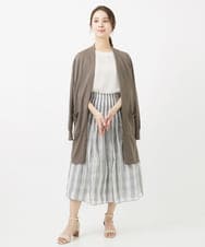 F1SGV50130 MK MICHEL KLEIN(小さいサイズ)(メゾン ドゥ サンク) 【小さいサイズ】着流しロングニットカーディガン/UVカット/接触冷感/洗える シーグリーン