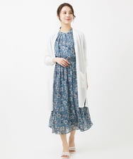 F1SGV50130 MK MICHEL KLEIN(小さいサイズ)(メゾン ドゥ サンク) 【小さいサイズ】着流しロングニットカーディガン/UVカット/接触冷感/洗える シーグリーン