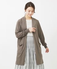 F1SGV50130 MK MICHEL KLEIN(小さいサイズ)(メゾン ドゥ サンク) 【小さいサイズ】着流しロングニットカーディガン/UVカット/接触冷感/洗える シーグリーン