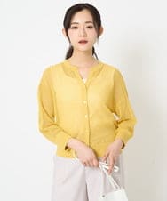 F1SHA50140 MK MICHEL KLEIN(小さいサイズ)(メゾン ドゥ サンク) 【小さいサイズ】メッシュ柄ニットカーディガン イエロー