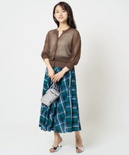 F1SHA50140 MK MICHEL KLEIN(小さいサイズ)(メゾン ドゥ サンク) 【小さいサイズ】メッシュ柄ニットカーディガン イエロー