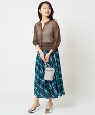 F1SHA50140 MK MICHEL KLEIN(小さいサイズ)(メゾン ドゥ サンク) 【小さいサイズ】メッシュ柄ニットカーディガン イエロー