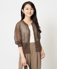 F1SHA50140 MK MICHEL KLEIN(小さいサイズ)(メゾン ドゥ サンク) 【小さいサイズ】メッシュ柄ニットカーディガン イエロー