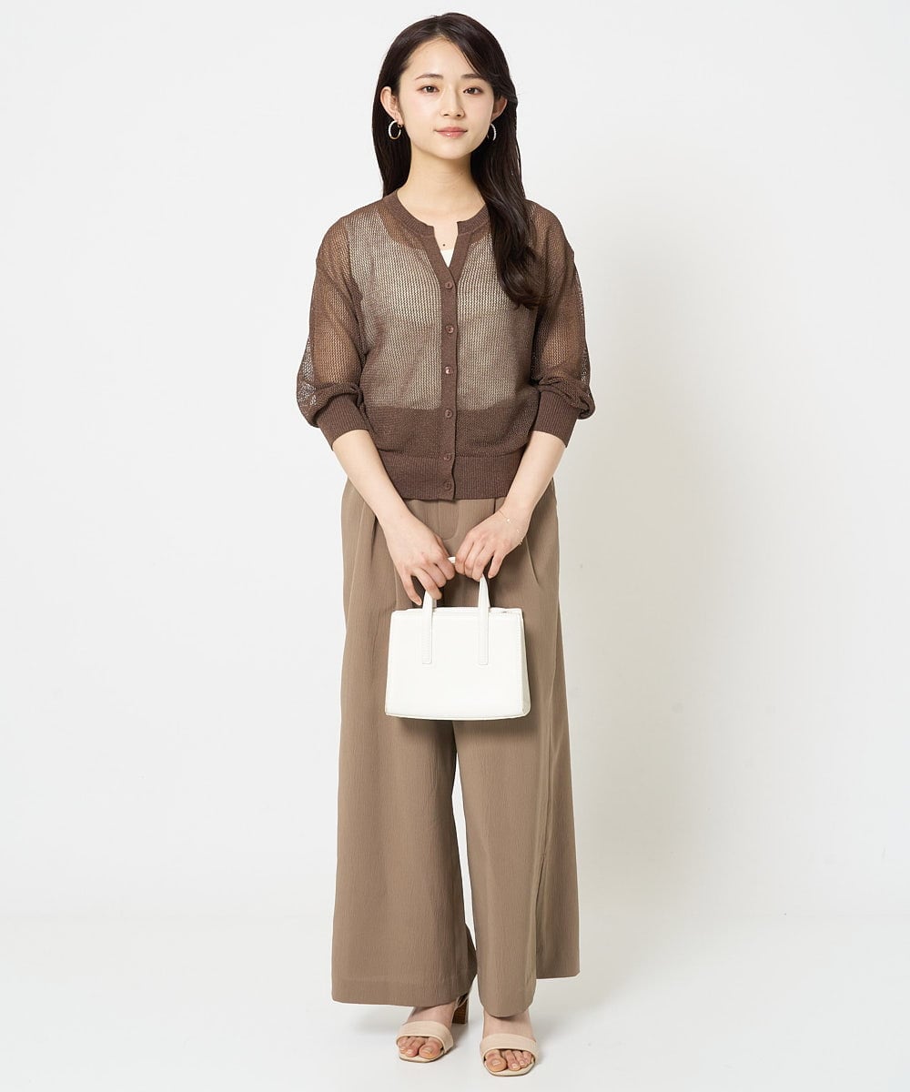 F1SHA50140 MK MICHEL KLEIN(小さいサイズ)(メゾン ドゥ サンク) 【小さいサイズ】メッシュ柄ニットカーディガン イエロー