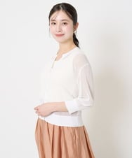 F1SHA50140 MK MICHEL KLEIN(小さいサイズ)(メゾン ドゥ サンク) 【小さいサイズ】メッシュ柄ニットカーディガン イエロー