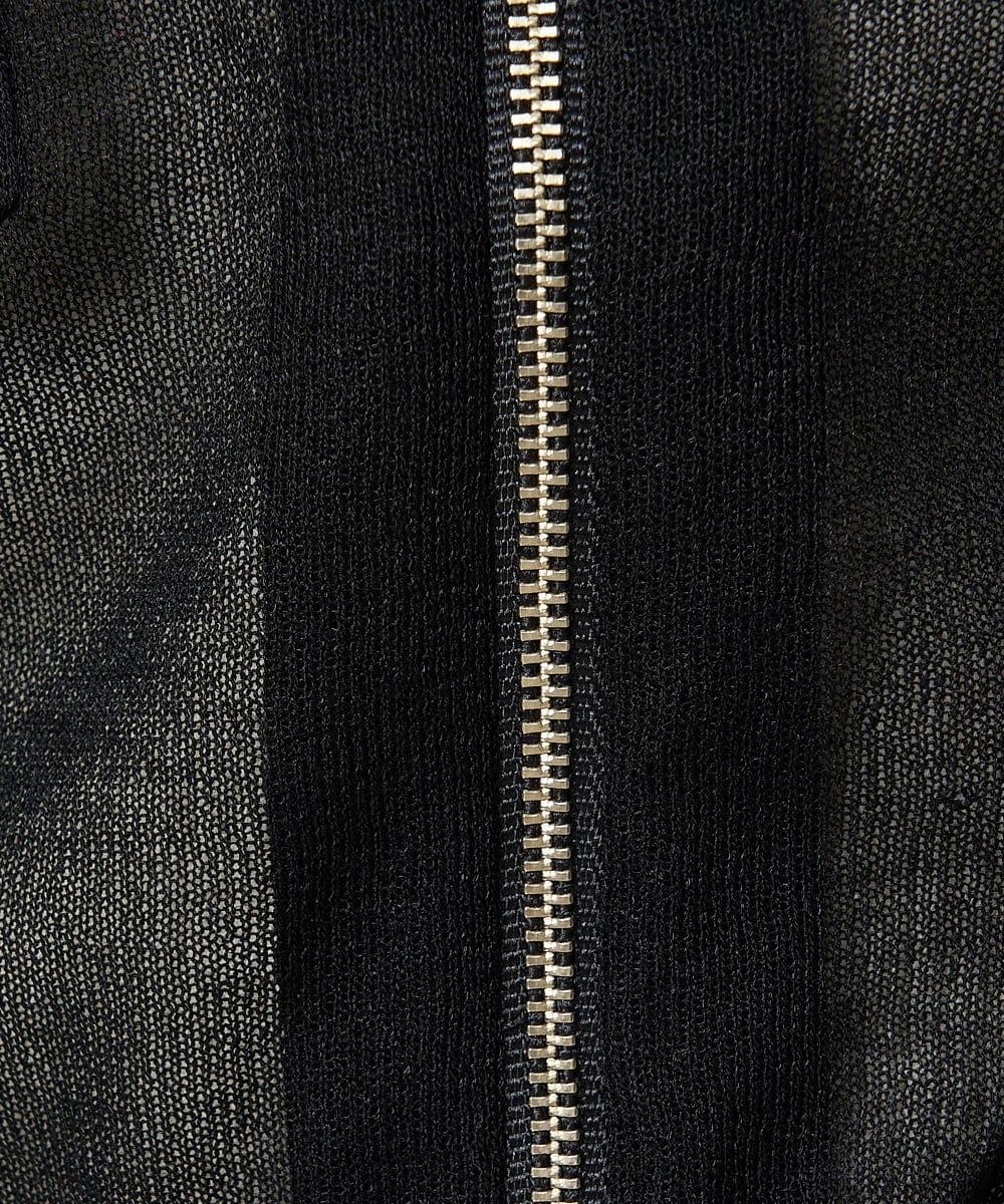 F1SHA52160 MK MICHEL KLEIN(小さいサイズ)(メゾン ドゥ サンク) 【小さいサイズ】ダブルジップシアーニットブルゾン/接触冷感/洗える ライトグレー