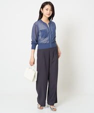F1SHA52160 MK MICHEL KLEIN(小さいサイズ)(メゾン ドゥ サンク) 【小さいサイズ】ダブルジップシアーニットブルゾン/接触冷感/洗える ライトグレー