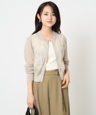 F1SHA52160 MK MICHEL KLEIN(小さいサイズ)(メゾン ドゥ サンク) 【小さいサイズ】ダブルジップシアーニットブルゾン/接触冷感/洗える ライトグレー