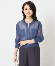 F1SHA52160 MK MICHEL KLEIN(小さいサイズ)(メゾン ドゥ サンク) 【小さいサイズ】ダブルジップシアーニットブルゾン/接触冷感/洗える ライトグレー