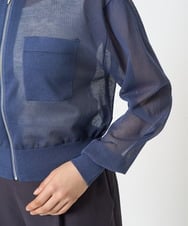 F1SHA52160 MK MICHEL KLEIN(小さいサイズ)(メゾン ドゥ サンク) 【小さいサイズ】ダブルジップシアーニットブルゾン/接触冷感/洗える ライトグレー