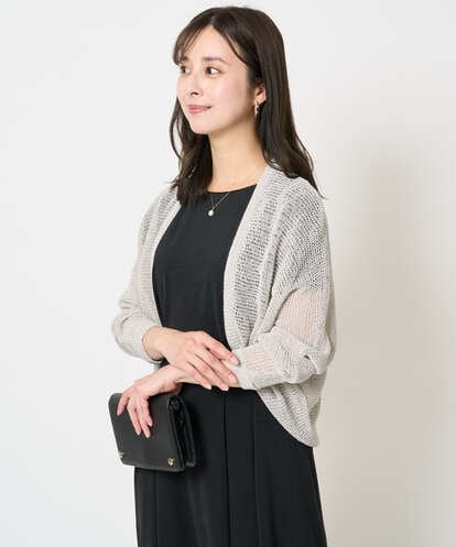F1SHA60140 MK MICHEL KLEIN(小さいサイズ) 【小さいサイズ】リネン混モモンガニットカーディガン/洗える