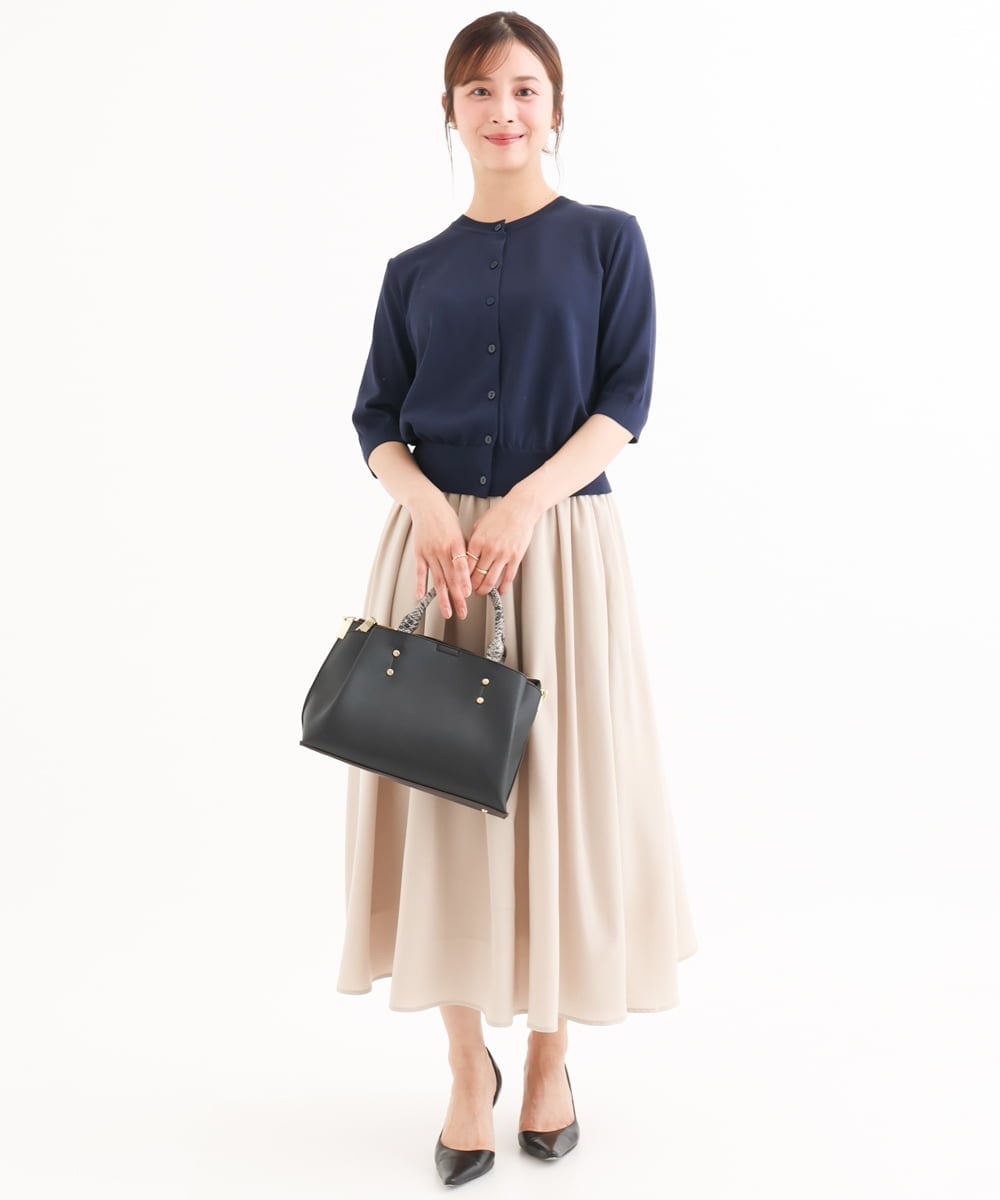 F1SHD60130 MK MICHEL KLEIN(小さいサイズ)(メゾン ドゥ サンク) 【小さいサイズ】[UVカット/接触冷感/洗える]5分袖ニットカーディガン レモンイエロー