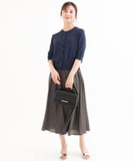 F1SHD60130 MK MICHEL KLEIN(小さいサイズ)(メゾン ドゥ サンク) 【小さいサイズ】[UVカット/接触冷感/洗える]5分袖ニットカーディガン レモンイエロー