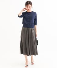F1SHD60130 MK MICHEL KLEIN(小さいサイズ)(メゾン ドゥ サンク) 【小さいサイズ】[UVカット/接触冷感/洗える]5分袖ニットカーディガン レモンイエロー
