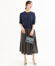 F1SHD60130 MK MICHEL KLEIN(小さいサイズ)(メゾン ドゥ サンク) 【小さいサイズ】[UVカット/接触冷感/洗える]5分袖ニットカーディガン レモンイエロー