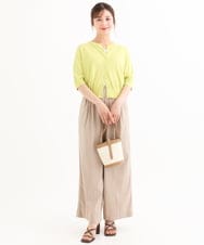 F1SHD60130 MK MICHEL KLEIN(小さいサイズ)(メゾン ドゥ サンク) 【小さいサイズ】[UVカット/接触冷感/洗える]5分袖ニットカーディガン レモンイエロー