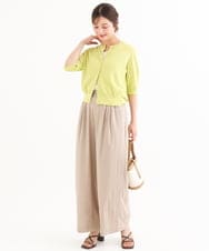 F1SHD60130 MK MICHEL KLEIN(小さいサイズ)(メゾン ドゥ サンク) 【小さいサイズ】[UVカット/接触冷感/洗える]5分袖ニットカーディガン レモンイエロー