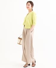 F1SHD60130 MK MICHEL KLEIN(小さいサイズ)(メゾン ドゥ サンク) 【小さいサイズ】[UVカット/接触冷感/洗える]5分袖ニットカーディガン レモンイエロー
