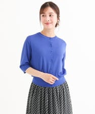F1SHD60130 MK MICHEL KLEIN(小さいサイズ)(メゾン ドゥ サンク) 【小さいサイズ】[UVカット/接触冷感/洗える]5分袖ニットカーディガン レモンイエロー