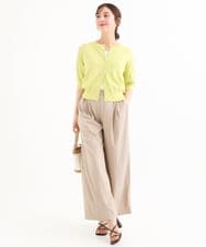 F1SHD60130 MK MICHEL KLEIN(小さいサイズ)(メゾン ドゥ サンク) 【小さいサイズ】[UVカット/接触冷感/洗える]5分袖ニットカーディガン レモンイエロー