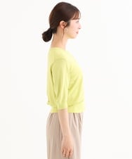 F1SHD60130 MK MICHEL KLEIN(小さいサイズ)(メゾン ドゥ サンク) 【小さいサイズ】[UVカット/接触冷感/洗える]5分袖ニットカーディガン レモンイエロー
