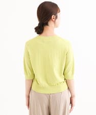 F1SHD60130 MK MICHEL KLEIN(小さいサイズ)(メゾン ドゥ サンク) 【小さいサイズ】[UVカット/接触冷感/洗える]5分袖ニットカーディガン レモンイエロー