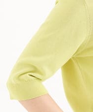 F1SHD60130 MK MICHEL KLEIN(小さいサイズ)(メゾン ドゥ サンク) 【小さいサイズ】[UVカット/接触冷感/洗える]5分袖ニットカーディガン レモンイエロー