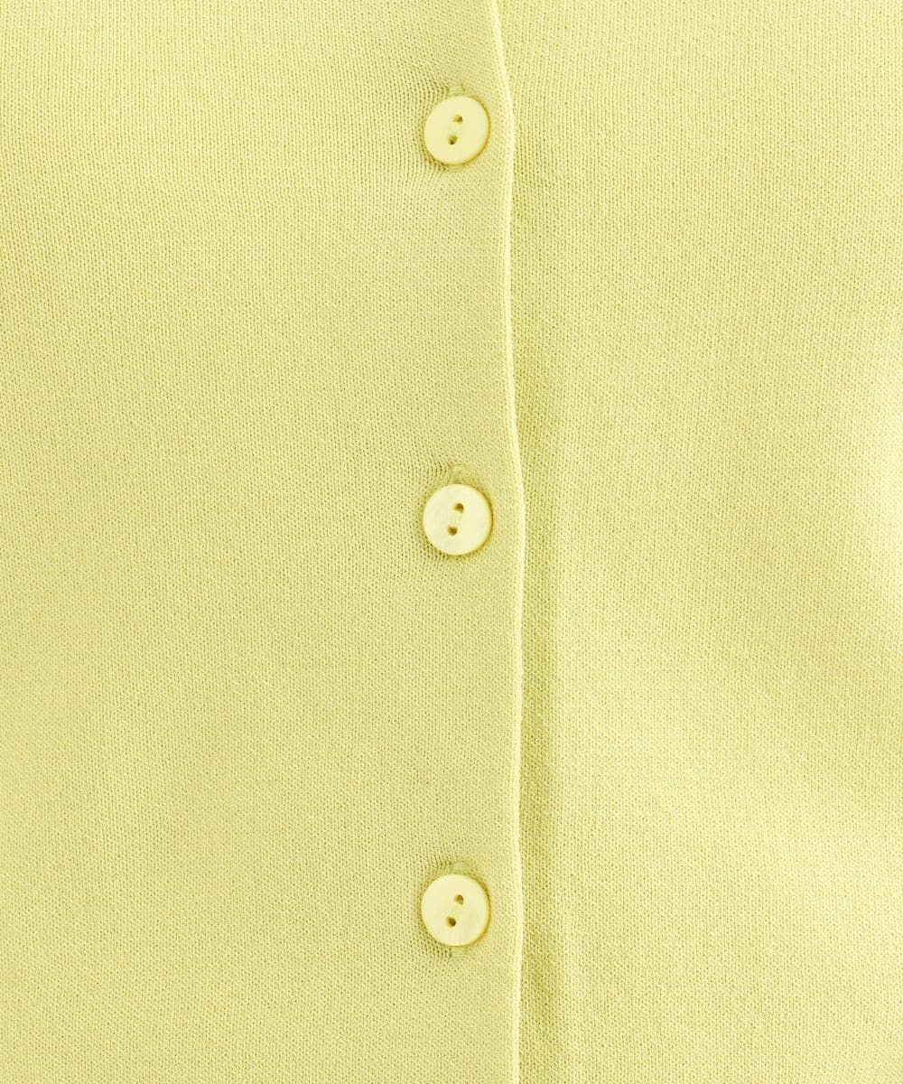 F1SHD60130 MK MICHEL KLEIN(小さいサイズ)(メゾン ドゥ サンク) 【小さいサイズ】[UVカット/接触冷感/洗える]5分袖ニットカーディガン レモンイエロー