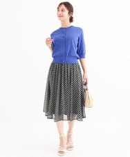 F1SHD60130 MK MICHEL KLEIN(小さいサイズ)(メゾン ドゥ サンク) 【小さいサイズ】[UVカット/接触冷感/洗える]5分袖ニットカーディガン レモンイエロー
