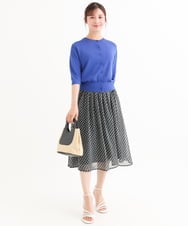 F1SHD60130 MK MICHEL KLEIN(小さいサイズ)(メゾン ドゥ サンク) 【小さいサイズ】[UVカット/接触冷感/洗える]5分袖ニットカーディガン レモンイエロー