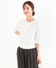 F1SHD60130 MK MICHEL KLEIN(小さいサイズ)(メゾン ドゥ サンク) 【小さいサイズ】[UVカット/接触冷感/洗える]5分袖ニットカーディガン レモンイエロー