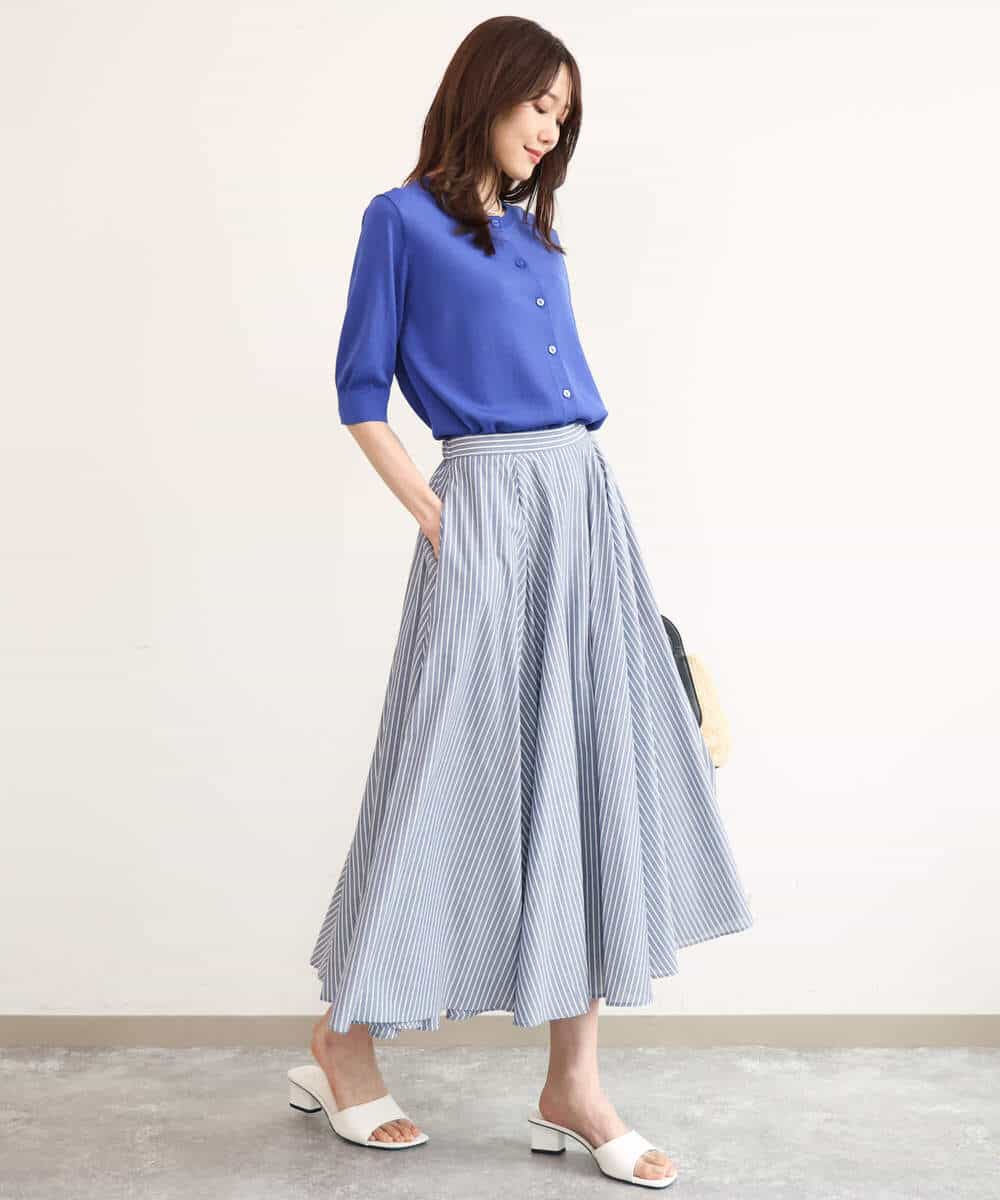 F1SHD60130 MK MICHEL KLEIN(小さいサイズ)(メゾン ドゥ サンク) 【小さいサイズ】[UVカット/接触冷感/洗える]5分袖ニットカーディガン レモンイエロー