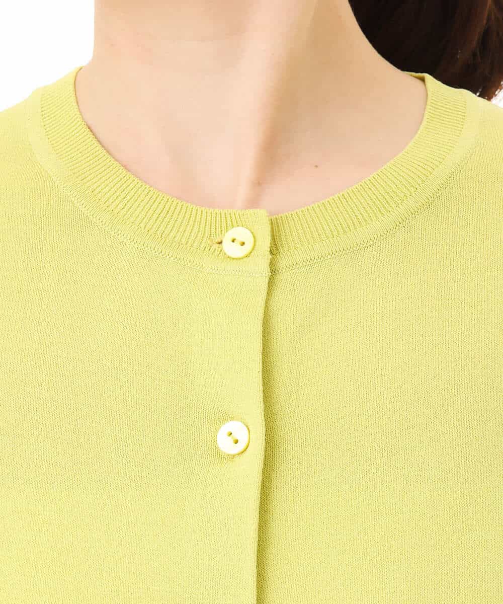 F1SHD60130 MK MICHEL KLEIN(小さいサイズ)(メゾン ドゥ サンク) 【小さいサイズ】[UVカット/接触冷感/洗える]5分袖ニットカーディガン レモンイエロー