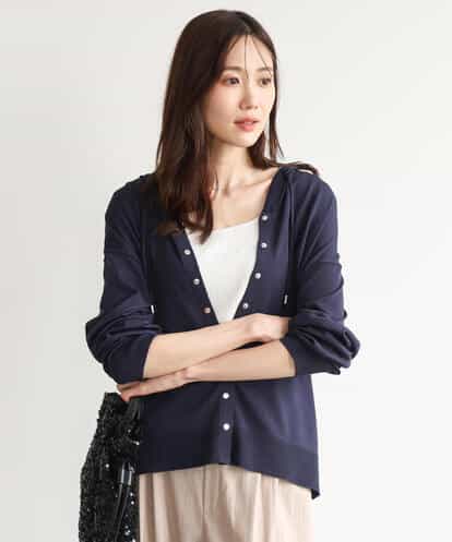 F1SHD61150 MK MICHEL KLEIN(小さいサイズ) 【小さいサイズ】[UVカット/接触冷感/洗える]ニットフードパーカー