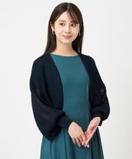 F1SHV60140 MK MICHEL KLEIN(小さいサイズ)(メゾン ドゥ サンク) 【小さいサイズ】レーシー編みモモンガニットカーディガン/洗える ネイビー