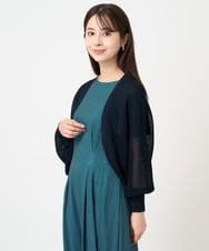 F1SHV60140 MK MICHEL KLEIN(小さいサイズ)(メゾン ドゥ サンク) 【小さいサイズ】レーシー編みモモンガニットカーディガン/洗える ネイビー