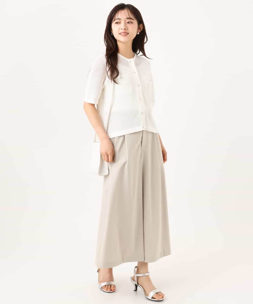 F1SID70140 MK MICHEL KLEIN(小さいサイズ)(メゾン ドゥ サンク) 【小さいサイズ】[洗える]メッシュ編み半袖ジャケットライクニット ライトブルー
