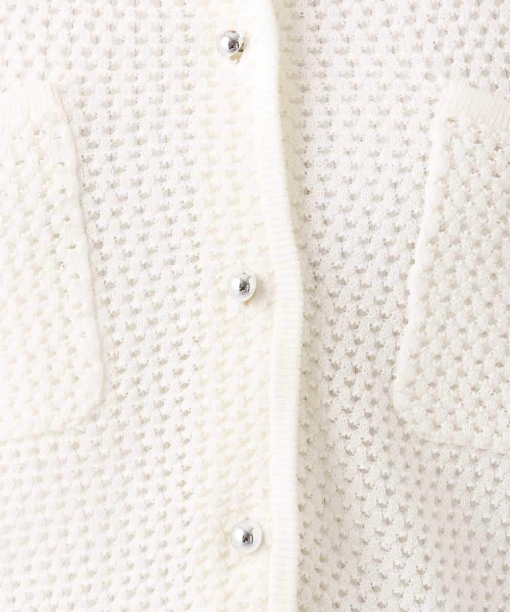 F1SID70140 MK MICHEL KLEIN(小さいサイズ)(メゾン ドゥ サンク) 【小さいサイズ】[洗える]メッシュ編み半袖ジャケットライクニット ライトブルー