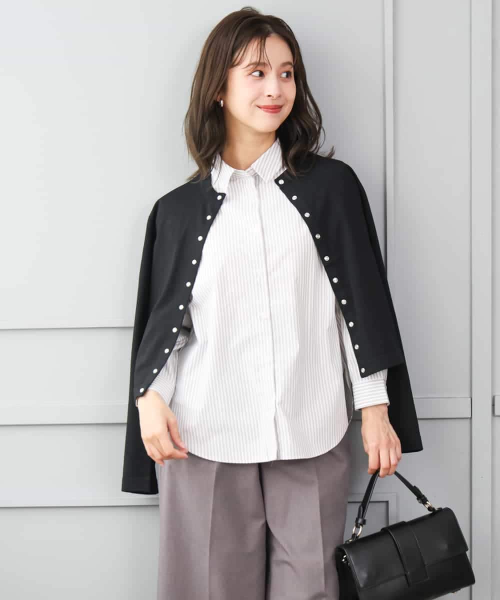 F1SJD33150 MK MICHEL KLEIN(小さいサイズ)(メゾン ドゥ サンク) 【小さいサイズ】[洗える]ドット釦コンパクトニットカーディガン ブラウン
