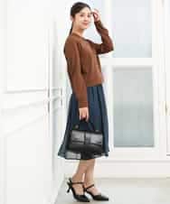 F1SJD33150 MK MICHEL KLEIN(小さいサイズ)(メゾン ドゥ サンク) 【小さいサイズ】[洗える]ドット釦コンパクトニットカーディガン ブラウン
