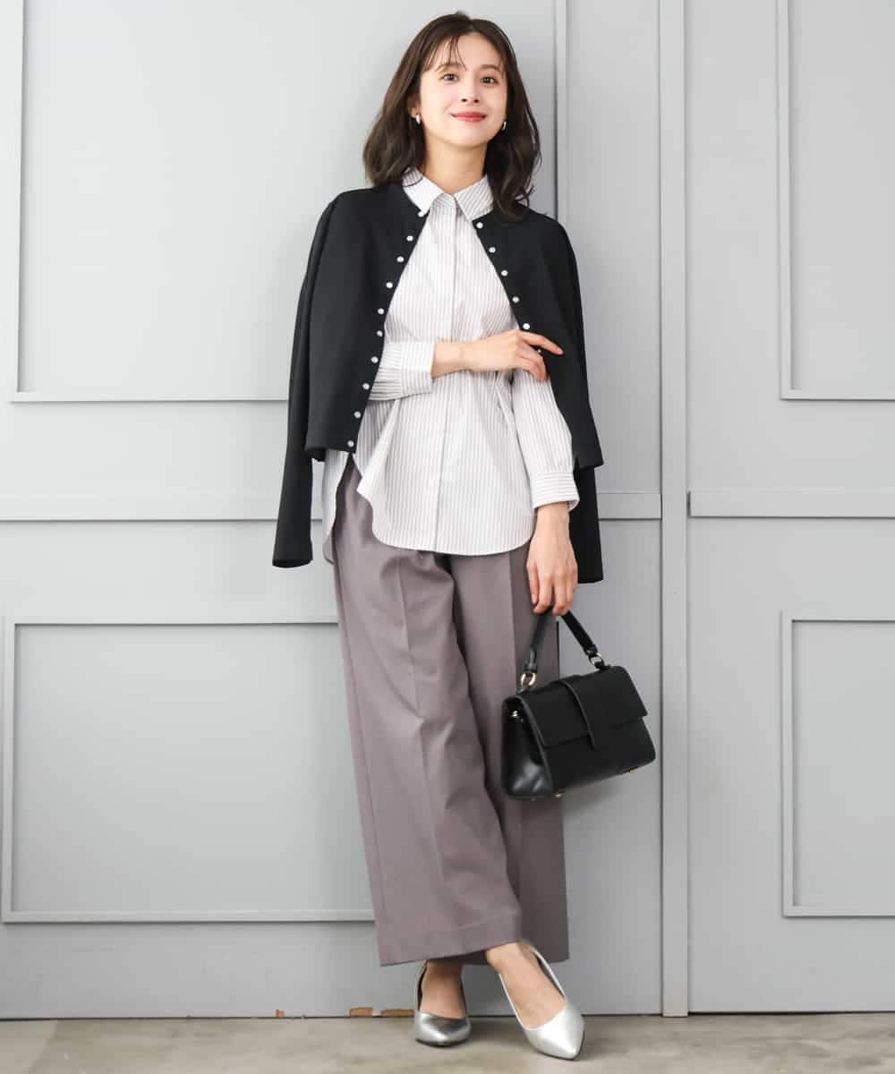 F1SJD33150 MK MICHEL KLEIN(小さいサイズ)(メゾン ドゥ サンク) 【小さいサイズ】[洗える]ドット釦コンパクトニットカーディガン ブラウン